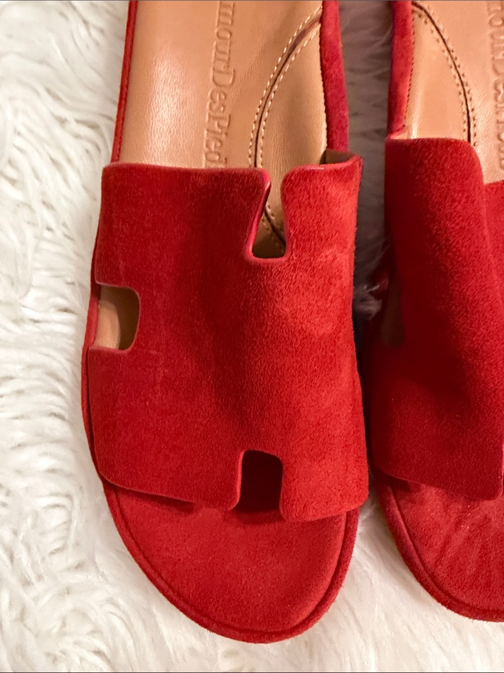 L'Amour Des Pieds Red Suede Leather Upper Slide Sandals size 8.5 BNWOT see photo - Picture 2 of 12